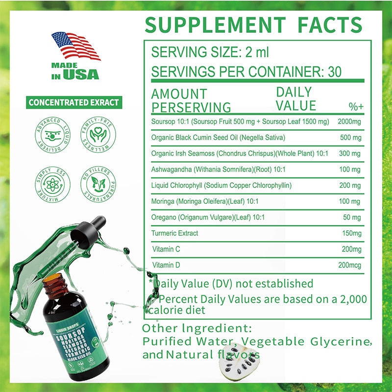 Soursop drops liver cleansing with prickly fruit and lychee drops, 10 in 1